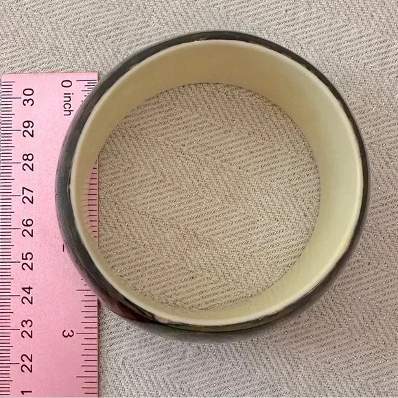 Lucite Acrylic Bangle Bracelet Brown & Turquoise Bohemian Swirls - Picture 5 of 10